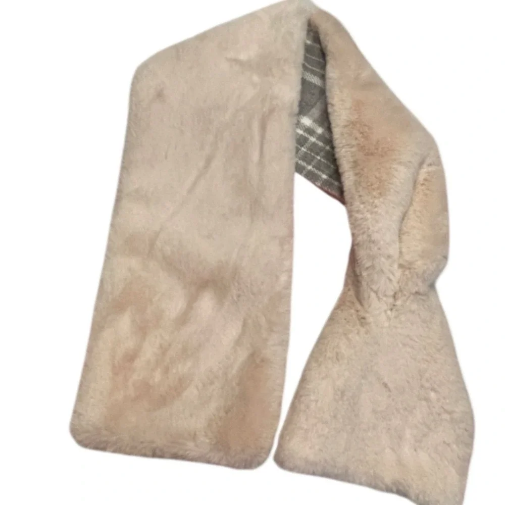 NWT‎ J Jill Reversible Faux Fur Pull Through Scarf Cream Soft Cozy Quiet Luxury